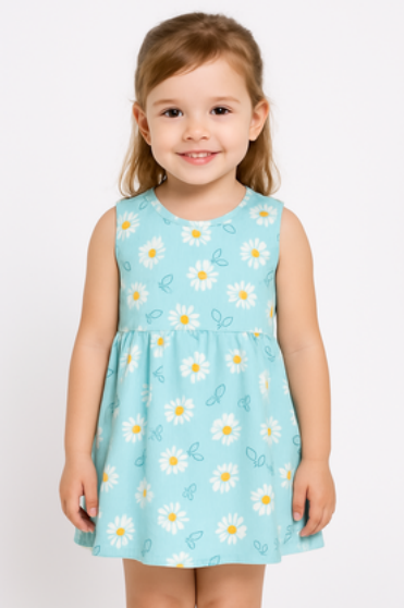 SLEEVELESS DURBY PRINTED FROCK