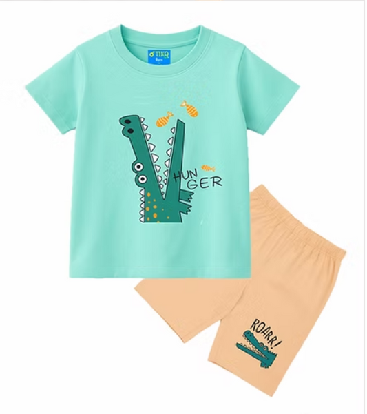 Roarrr Hungry Croco Cotton Outfit for Kids